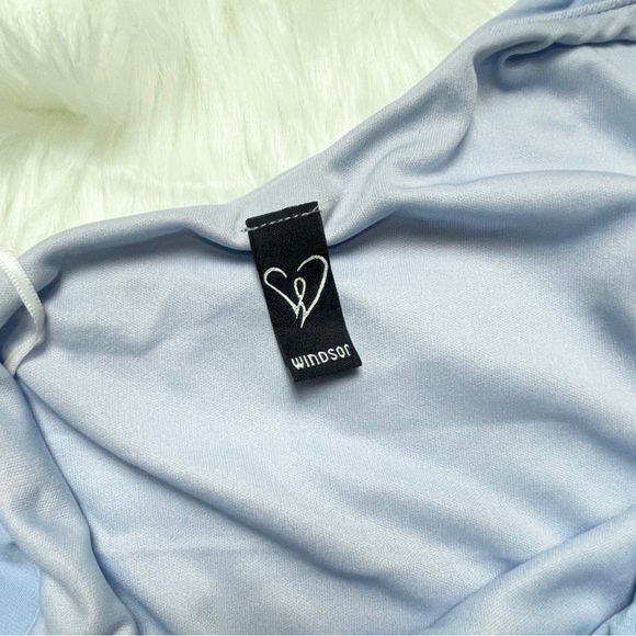 New Windsor Baby Blue Drawn To You One Shoulder Drawstring Mini Dress Size M - Picture 4 of 9